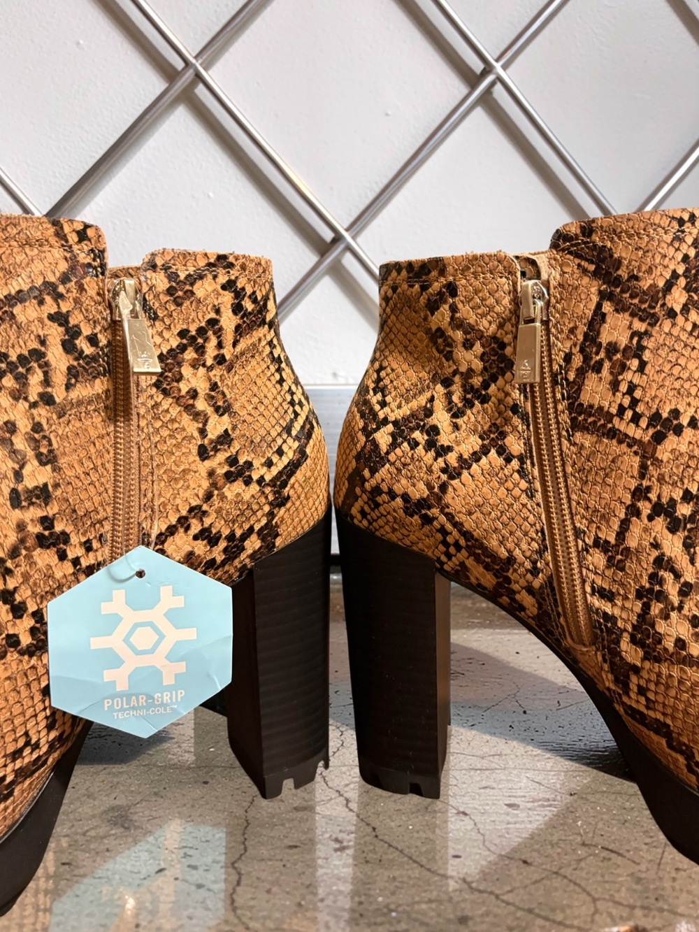 Kenneth Cole Justin Platform Lug Chelsea Snake-Print Ankle Booties